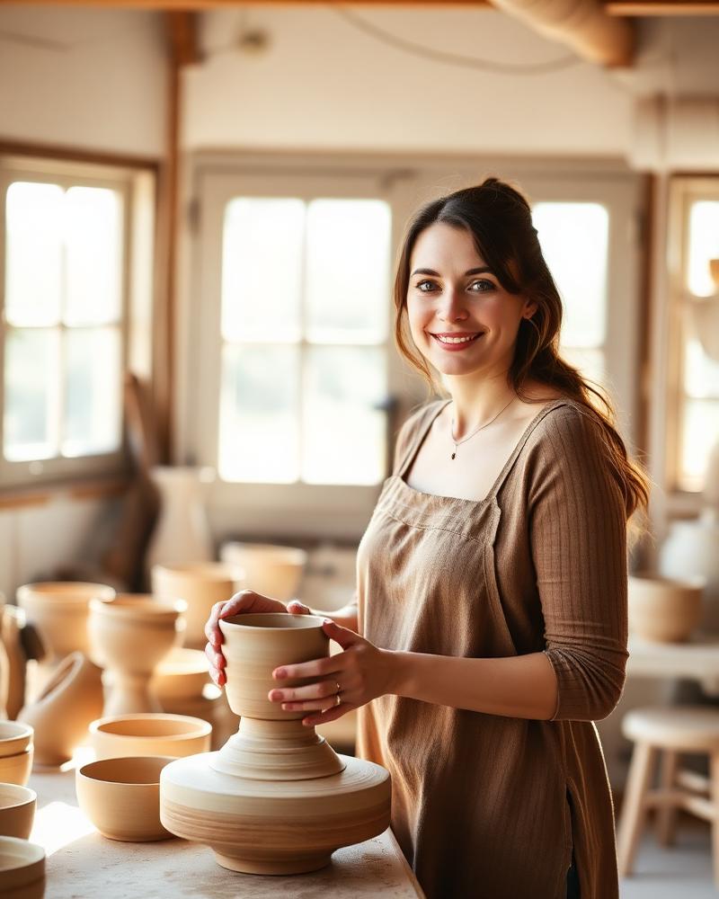 Evelyn, founder of Lily & Loon, at work in the studio